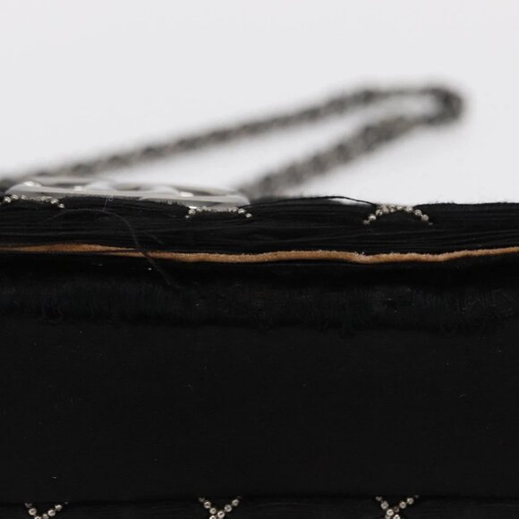 CHANEL Matelasse Chain Shoulder Bag Satin Black Silver CC Auth 157278 - Picture 9 of 16